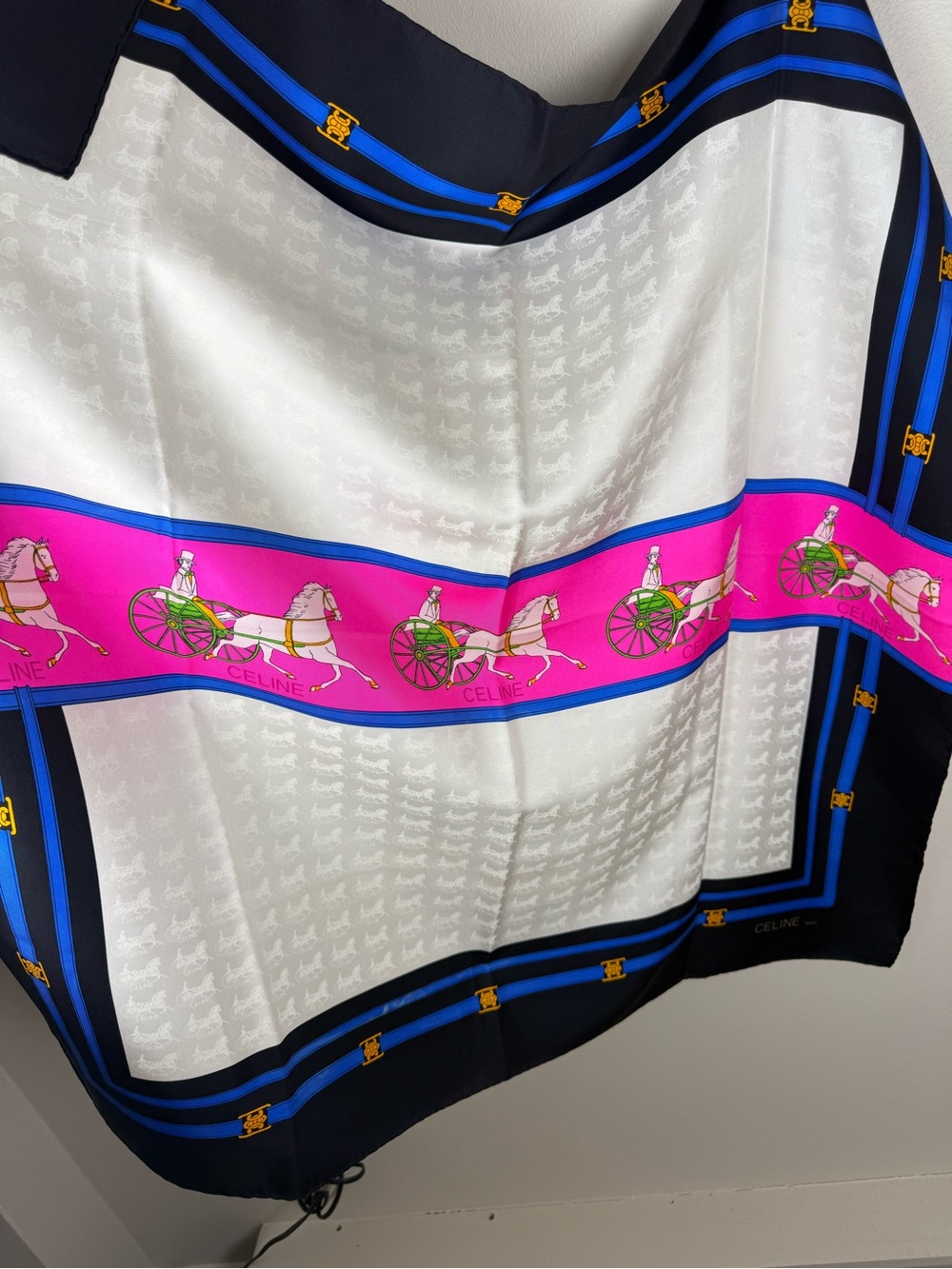CELINE Large Silk Scarf Equestrian Theme